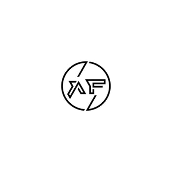 AF bold line concept in circle initial logo design in black isolated vector