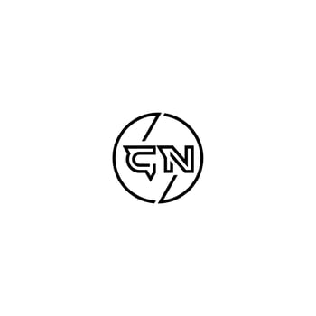CN bold line concept in circle initial logo design in black isolated vector