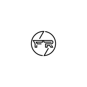 FR bold line concept in circle initial logo design in black isolated vector