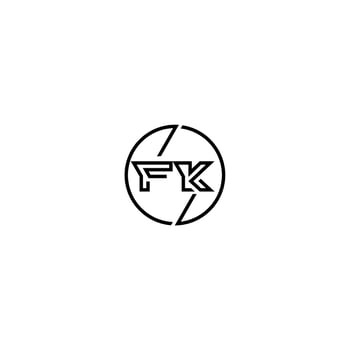 FK bold line concept in circle initial logo design in black isolated vector