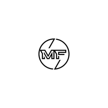 MF bold line concept in circle initial logo design in black isolated vector