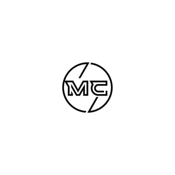 MC bold line concept in circle initial logo design in black isolated vector