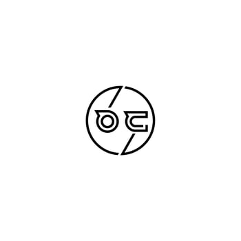 OC bold line concept in circle initial logo design in black isolated vector