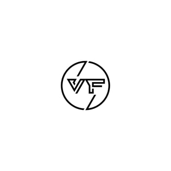 VF bold line concept in circle initial logo design in black isolated vector
