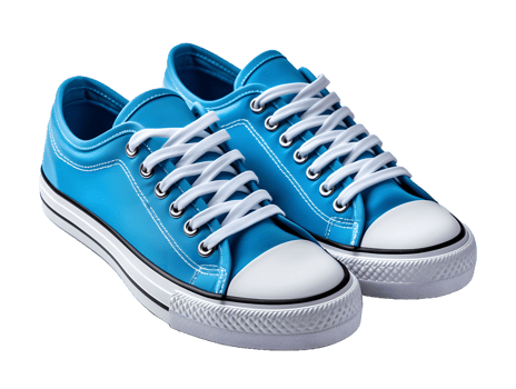 AI generated Blue Sneakers Isolated on Transparent Background. Fashionable Casual Shoes for Shoe Shop Ad Design. Generative Ai png