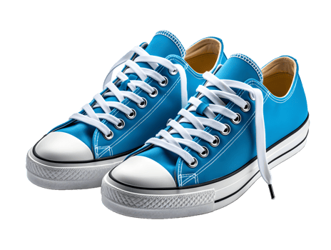 AI generated Blue Sneakers Isolated on Transparent Background. Fashionable Casual Shoes for Shoe Shop Ad Design. Generative Ai png