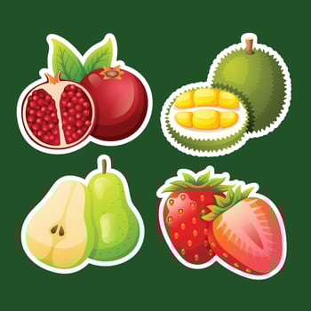 Set sticker fresh fruit design vector