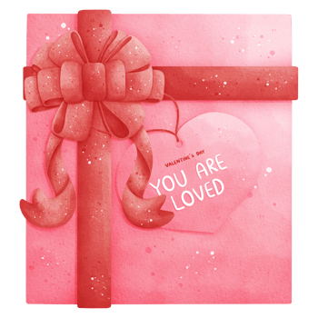 Watercolor Valentines Day Gift Box Illustration png