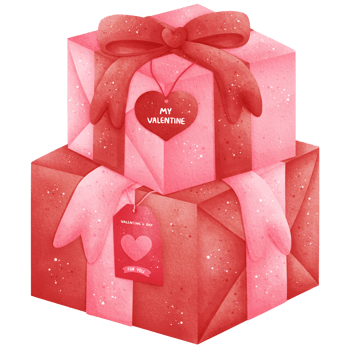Watercolor Valentines Day Gift Box Illustration png