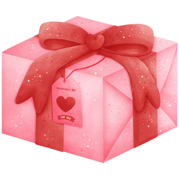 Watercolor Valentines Day Gift Box Illustration png