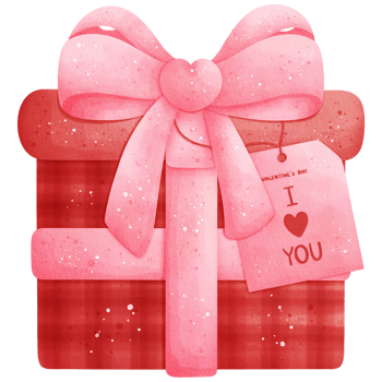 Watercolor Valentines Day Gift Box Illustration png