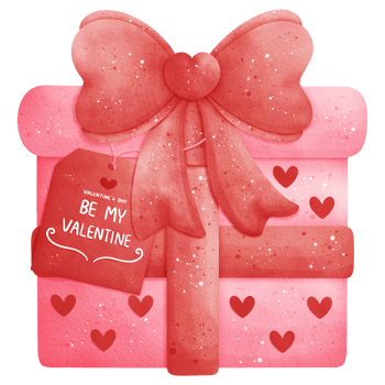 Watercolor Valentines Day Gift Box Illustration png