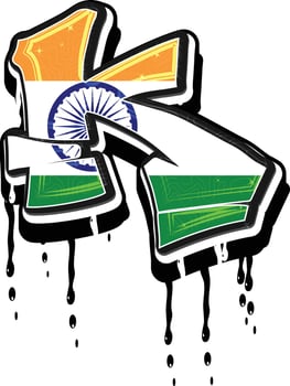 India flag K Hand Lettering Graffiti vector