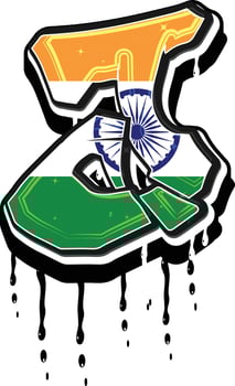 India flag J Hand Lettering Graffiti vector