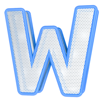 W Letter Blue 3D Render png