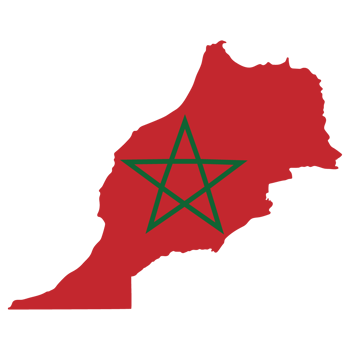 Map of Morocco with national flag of Morocco png