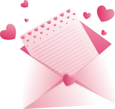 Pink love letter envelope Free vector
