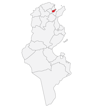 Map of Tunisia with capital city Tunis png