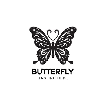 Elegant Black and White Butterfly Logo Design With Space for Tagline vector