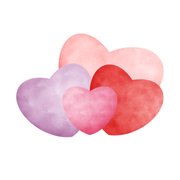 Watercolor hearts pink and red color. png