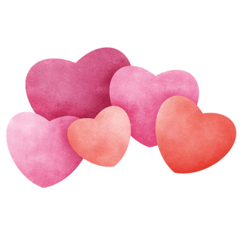 Watercolor hearts pink and red color. png