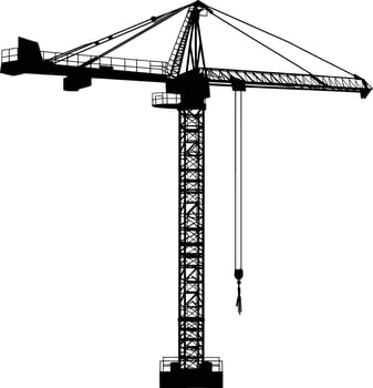 AI generated Silhouette Rail Mounted Tower Crane Industrial Heavy Equipment Black Color Only vector