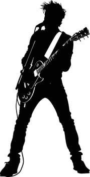 AI generated Silhouette rocker in perform black color only full body vector