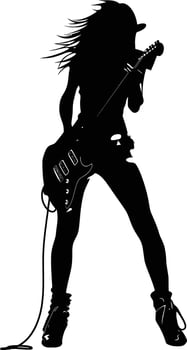 AI generated Silhouette lady rocker in perform black color only full body vector