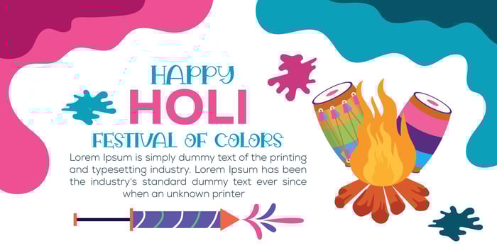Happy Holi colorful banner template indian hinduism festival celebration, social media poster design  and horizontal banner template for holi festival celebration vector