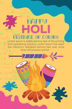 Happy Holi colorful banner template indian hinduism festival celebration, social media poster design  and horizontal banner template for holi festival celebration vector