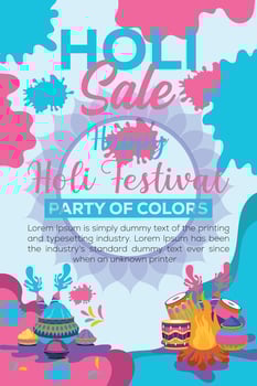 Happy Holi colorful banner template indian hinduism festival celebration, social media poster design  and horizontal banner template for holi festival celebration vector