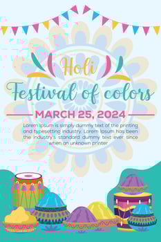 Happy Holi colorful banner template indian hinduism festival celebration, social media poster design  and horizontal banner template for holi festival celebration vector