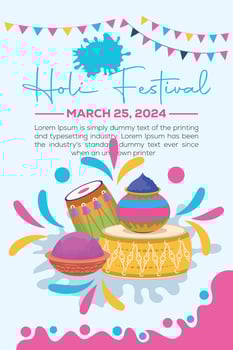 Happy Holi colorful banner template indian hinduism festival celebration, social media poster design  and horizontal banner template for holi festival celebration vector
