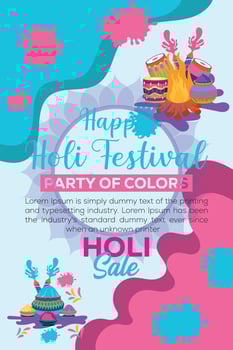 Happy Holi colorful banner template indian hinduism festival celebration, social media poster design  and horizontal banner template for holi festival celebration vector