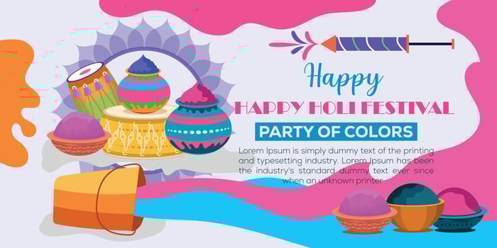 Happy Holi colorful banner template indian hinduism festival celebration, social media poster design  and horizontal banner template for holi festival celebration vector