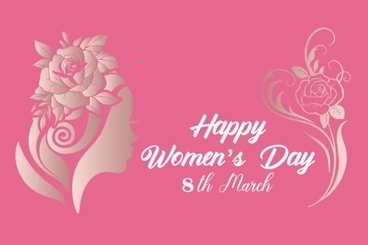 8 March, women's Day greeting card and Happy Women's Day banner design, placard, card, and poster design template with text inscription and standard color,  International Women's Day celebration, vector