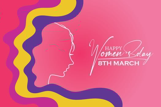 8 March, women's Day greeting card and Happy Women's Day banner design, placard, card, and poster design template with text inscription and standard color,  International Women's Day celebration, vector