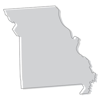 Missouri state map. Map of the U.S. state of Missouri. vector