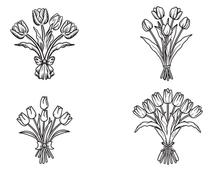 Tulip flower drawing vector icon on white background illustration