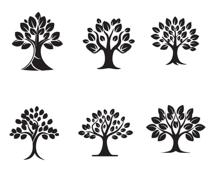 Set of Black Trees icon set vector on white background illustration