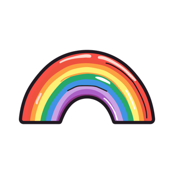 AI generated LGBTQ colored rainbow cartoon sticker,LGBTQ colored rainbow cartoon sticker png