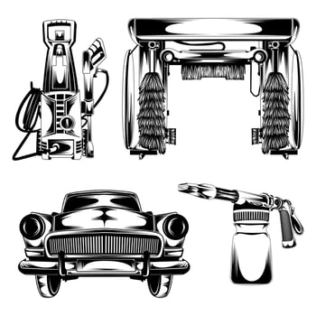 Car Wash equipment Set Stock Vector