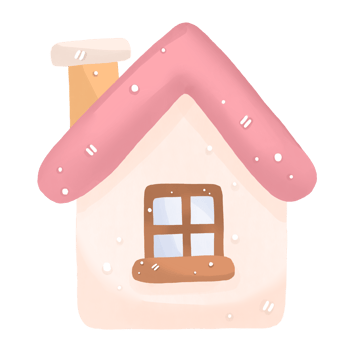 a cartoon house with pink roof and windows png