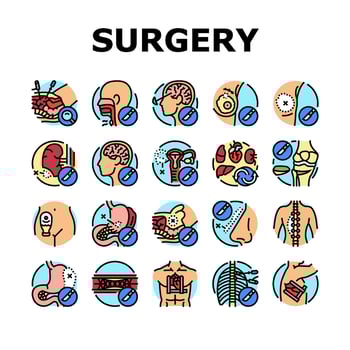 surgery hospital health icons set vector