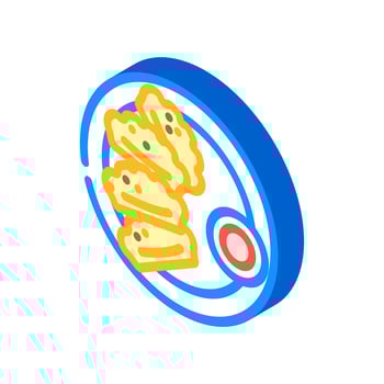 mandu dumplings korean cuisine isometric icon vector illustration