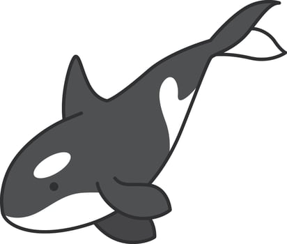Cartoon killer whale isolated on white background. Vector illustration in flat style.