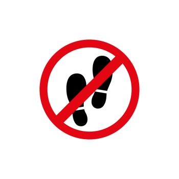No step here forbidden sign. Shoes sign icon. No shoes symbol. Prohibited shoes icon symbol png