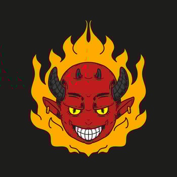 Cute Little Devil Head Vector Illustration