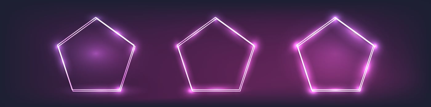 Set of neon double frames with shining effects vector