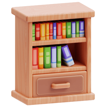 3D bookshelf icon on transparent background png